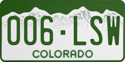 CO license plate 006LSW