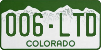 CO license plate 006LTD
