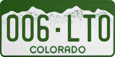 CO license plate 006LTO