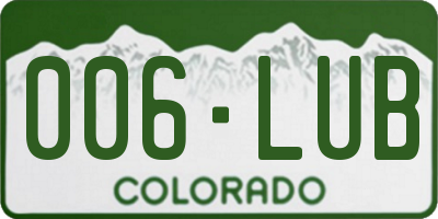 CO license plate 006LUB