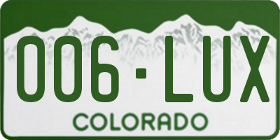 CO license plate 006LUX