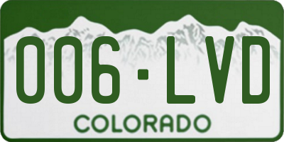 CO license plate 006LVD
