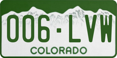 CO license plate 006LVW