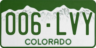 CO license plate 006LVY
