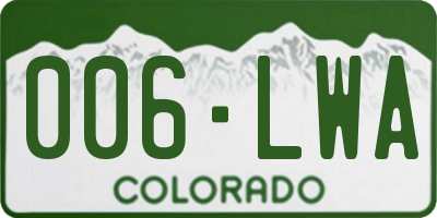 CO license plate 006LWA