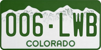 CO license plate 006LWB