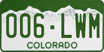 CO license plate 006LWM