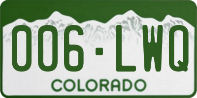 CO license plate 006LWQ