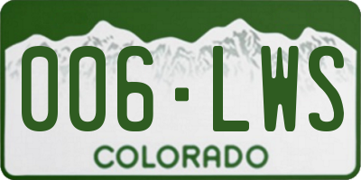 CO license plate 006LWS