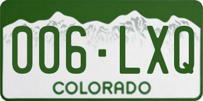 CO license plate 006LXQ