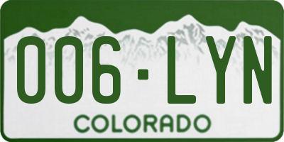CO license plate 006LYN