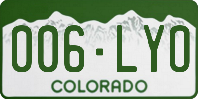 CO license plate 006LYO