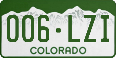 CO license plate 006LZI