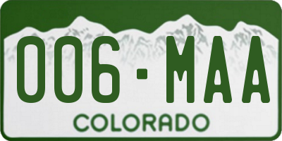 CO license plate 006MAA