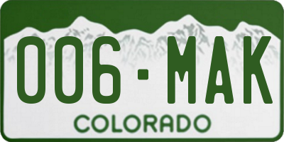 CO license plate 006MAK