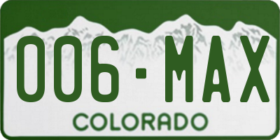 CO license plate 006MAX
