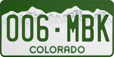 CO license plate 006MBK