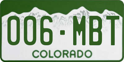 CO license plate 006MBT