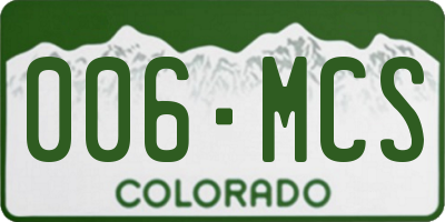 CO license plate 006MCS
