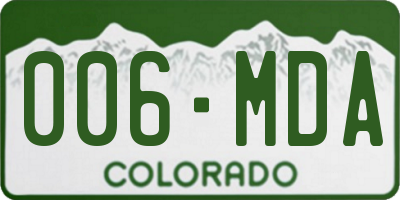CO license plate 006MDA