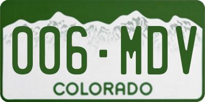 CO license plate 006MDV
