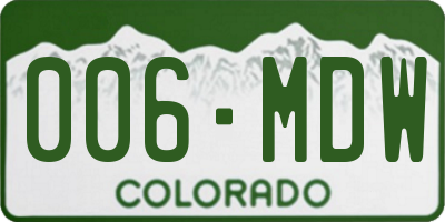 CO license plate 006MDW