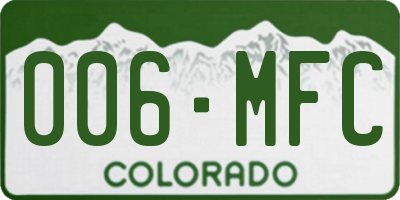 CO license plate 006MFC