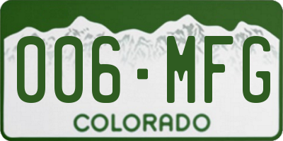 CO license plate 006MFG