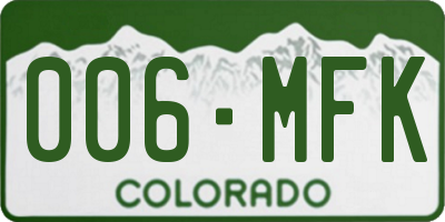 CO license plate 006MFK