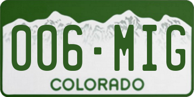 CO license plate 006MIG