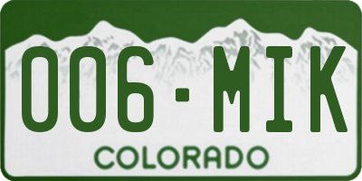 CO license plate 006MIK