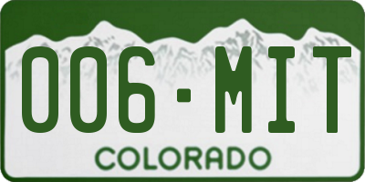 CO license plate 006MIT