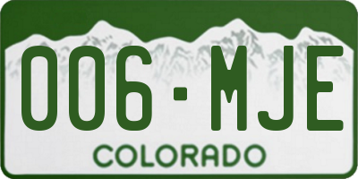 CO license plate 006MJE