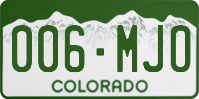 CO license plate 006MJO