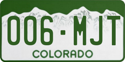 CO license plate 006MJT