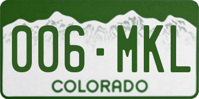 CO license plate 006MKL