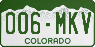 CO license plate 006MKV