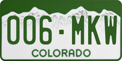 CO license plate 006MKW