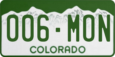 CO license plate 006MON