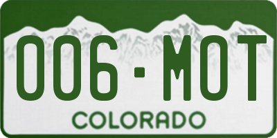 CO license plate 006MOT