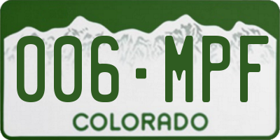 CO license plate 006MPF