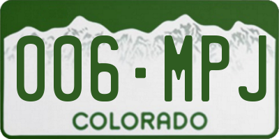 CO license plate 006MPJ