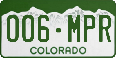 CO license plate 006MPR