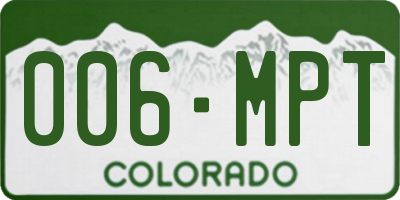 CO license plate 006MPT