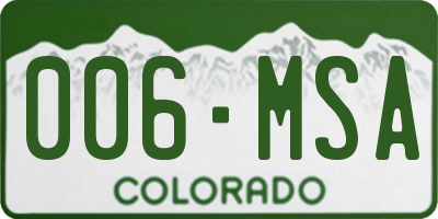CO license plate 006MSA