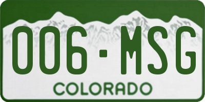 CO license plate 006MSG