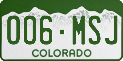 CO license plate 006MSJ