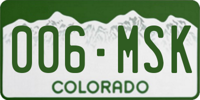 CO license plate 006MSK