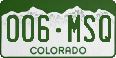 CO license plate 006MSQ