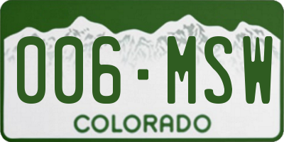 CO license plate 006MSW